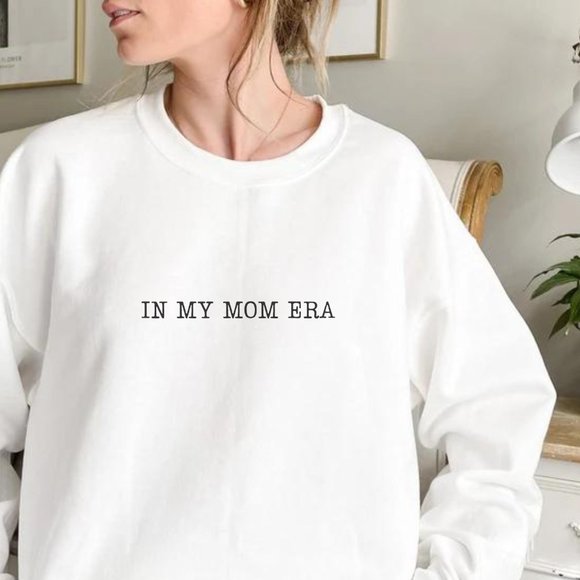 In My Mom Era Grey Long Sleeve Crewneck Unisex Sweatshirt - Picture 5 of 5